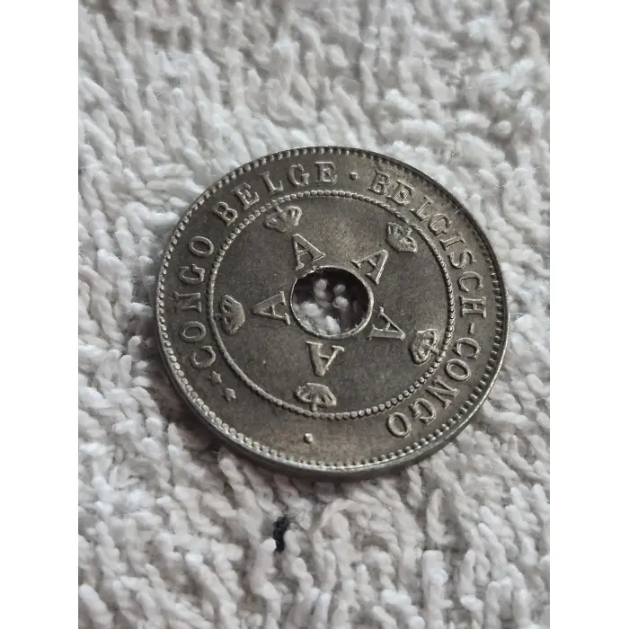 1927 Belgian Congo 10 Centimes Holed Coin – Vintage Colonial