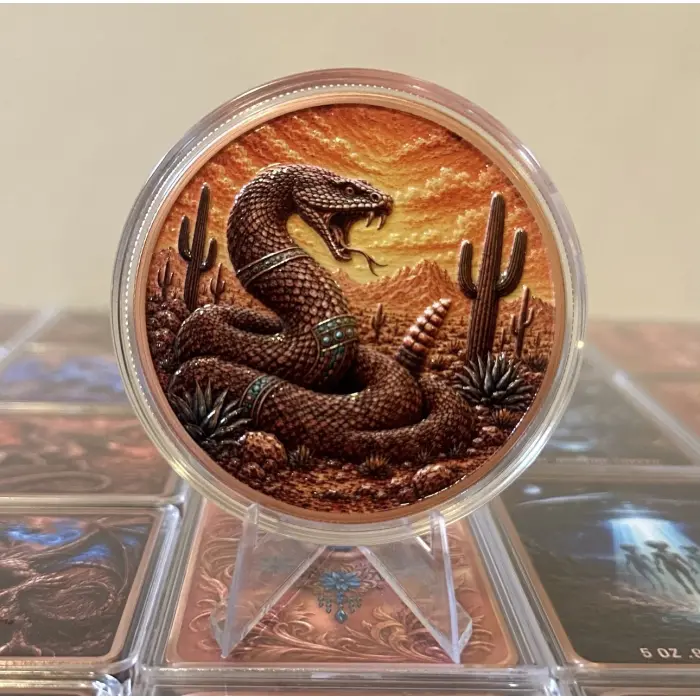 2026 Aztec Winged Snake Libertad Style 5 Oz .999 Copper Round In Capsule