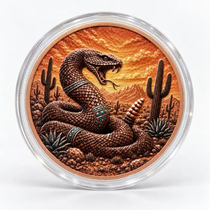 2026 Aztec Winged Snake Libertad Style 5 Oz .999 Copper Round In Capsule