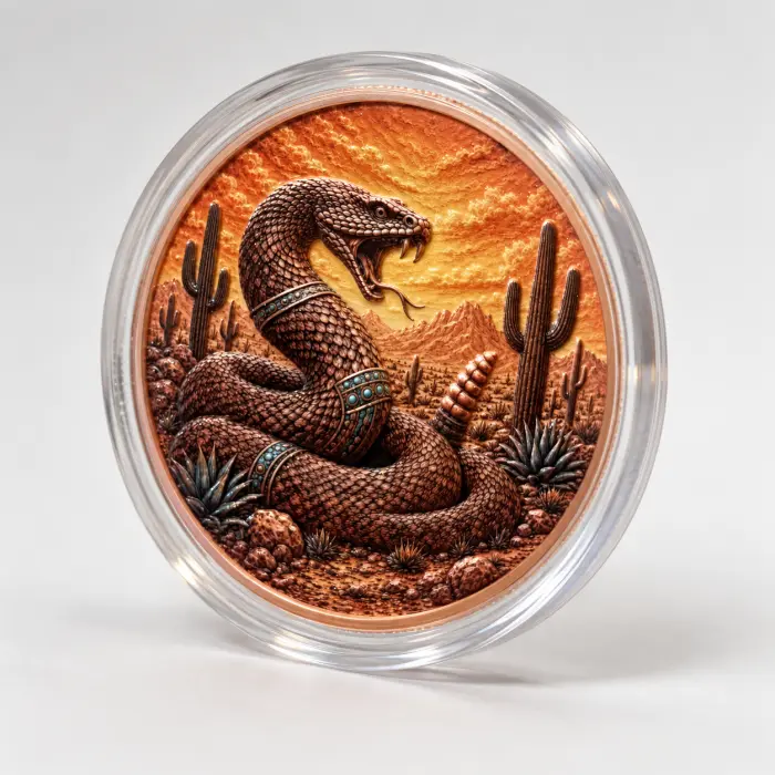 2026 Aztec Winged Snake Libertad Style 5 Oz .999 Copper Round In Capsule