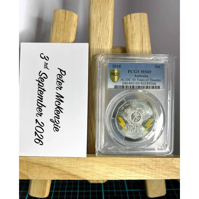 2018 AC/DC 45 Years of Thunder. PCGS Graded MS69 Only 7 Coins Graded Higher.