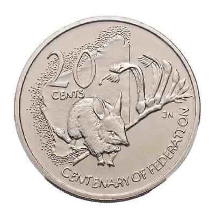 20c 2001 Centenary of Federation Western Australia Lightly Circulated Aus Twenty Cent Coin