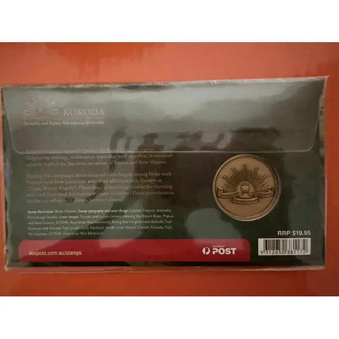2010 PMC KOKODA Australia Papua New Guinea Remember Medallion + 55c Stamp