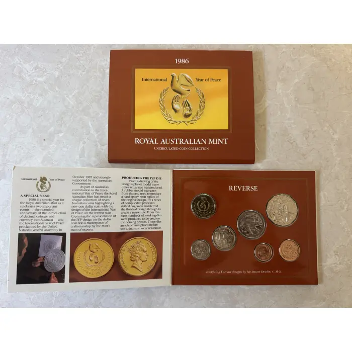 Royal Australian Mint 1986 Mint Set Uncirculated International Year of Peace