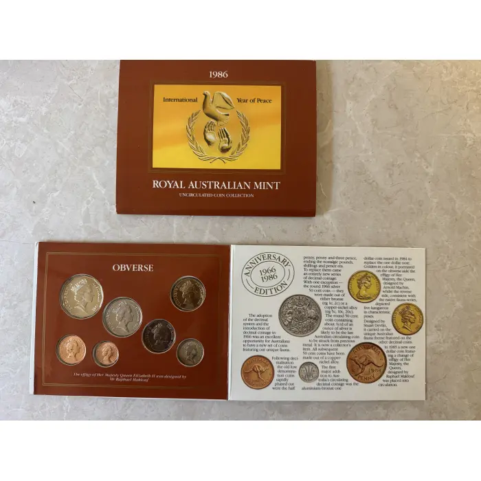 Royal Australian Mint 1986 Mint Set Uncirculated International Year of Peace