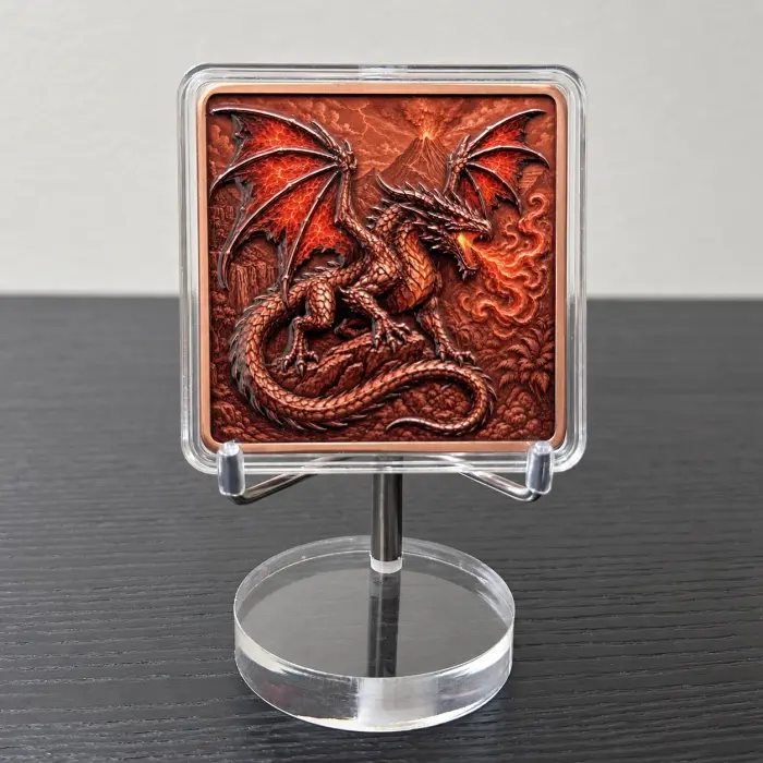 2026 Dragon Eye Flight Volcanic Fury Dragon 5Oz .999 Fine Copper Art Bar Capsule