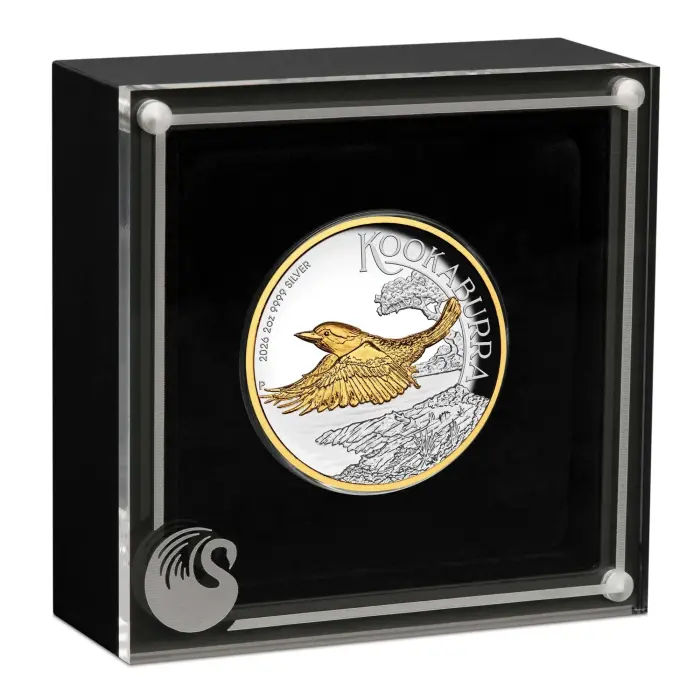 2026 Kookaburra 2oz Fine Silver Proof High Relief 24-carat Gold Gilded Coin