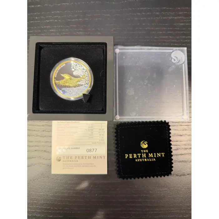 2026 Kookaburra 2oz Fine Silver Proof High Relief 24-carat Gold Gilded Coin