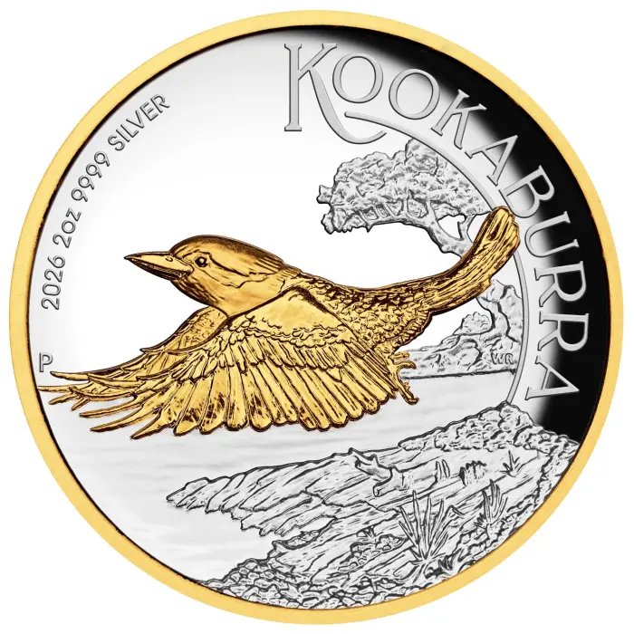 2026 Kookaburra 2oz Fine Silver Proof High Relief 24-carat Gold Gilded Coin