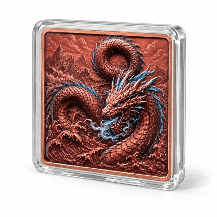 2026 Dragon Eye Flight Tidal Serpent Dragon 5Oz .999 Fine Copper Art Bar Capsule