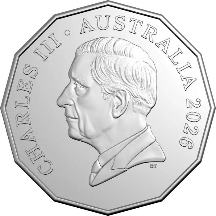 2026 50 cent - First Television Broadcast 70th Anniversary Coloured UNC Coin