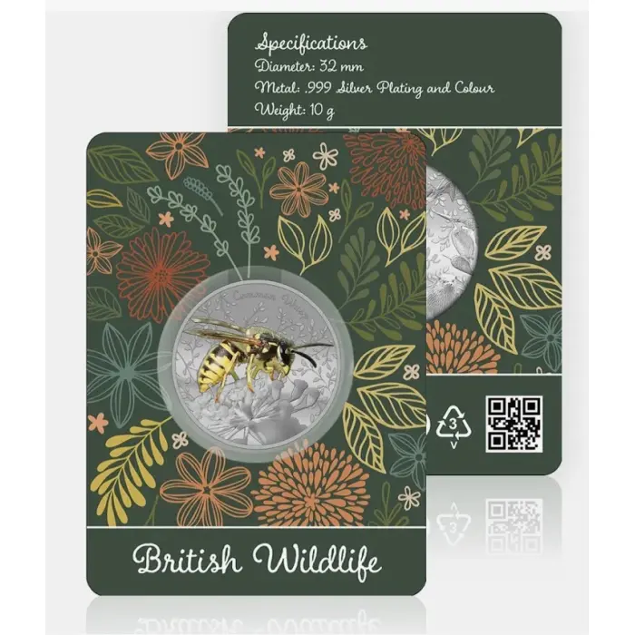 British Wildlife Common Wasp Silver Plated BU Commemorative