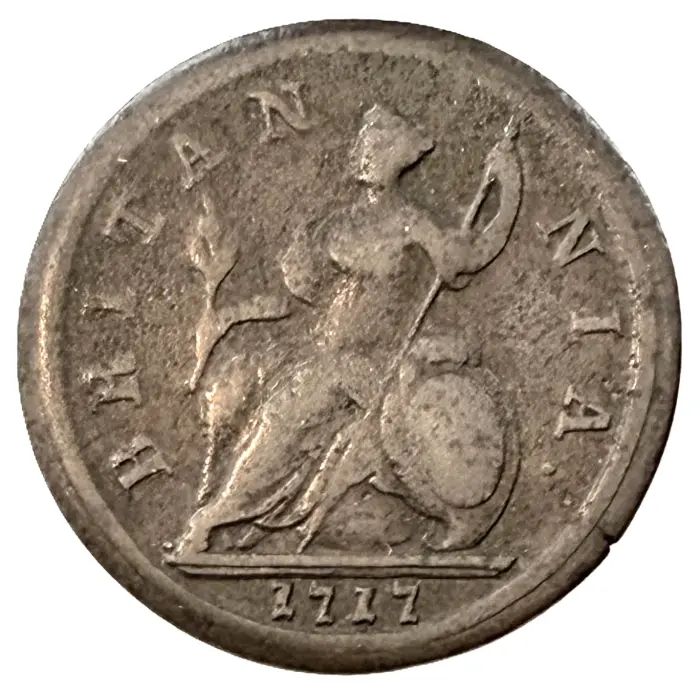 ENGLISH 1717 George I ‘dump’ halfpenny (S3659) gF