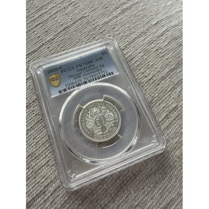 2026 - C Mintmark Decimal Currency 60th Ann Silver Proof $1 PCGS PR70DCAM