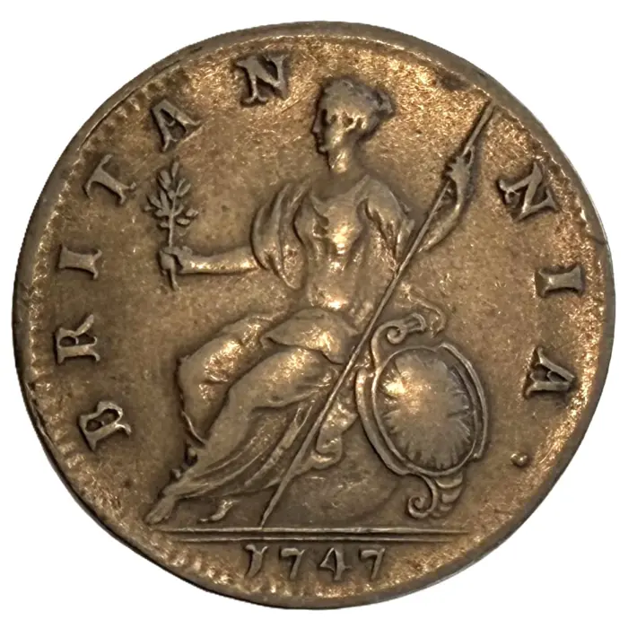 ENGLISH 1747 George II halfpenny (S3719) gVF