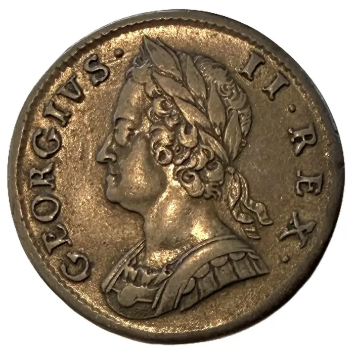 ENGLISH 1747 George II halfpenny (S3719) gVF