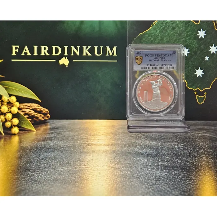2001 DON BRADMAN – GRADED PR69DCAM $5 SILVER PROOF