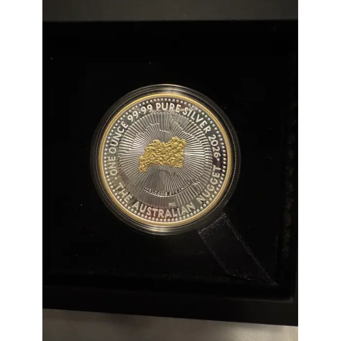 2026 $1 40th Anniversary of the Australian Nugget 1 Oz Silver Gilded Proof Coin 