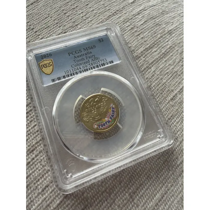 Australia 2026 Tooth Fairy $2 Coloured Coin PCGS MS69