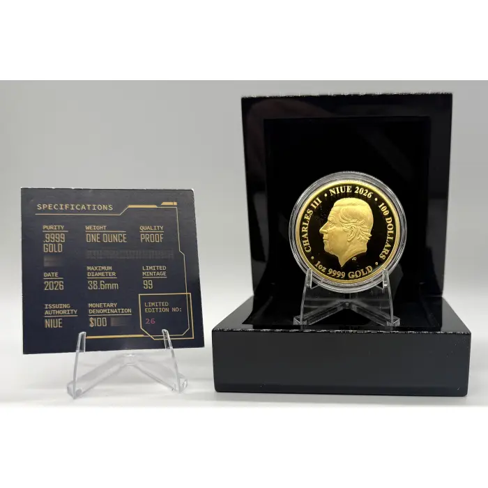 Niue 2026 JUPITER FROM CALLISTO Moon NASA Ship $100 1 Oz Gold Proof–MINTAGE 99