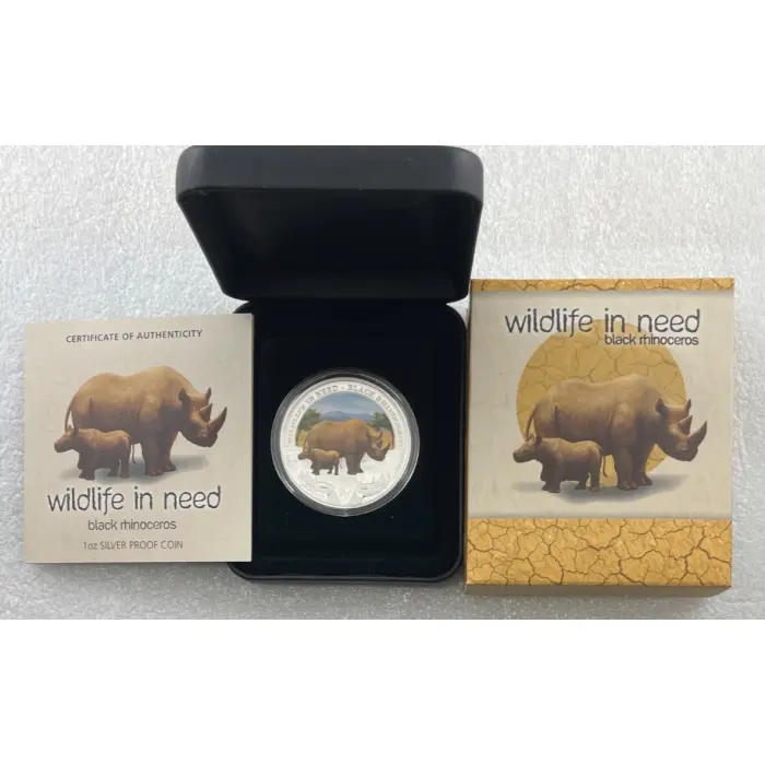 2012 Tuvalu Black Rhinoceros 1oz Silver Proof — Wildlife in Need