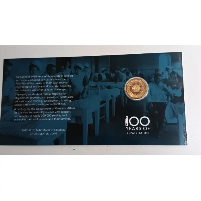 2019 $2 'C' Mint 100 Years of Repatriation Coloured UNC