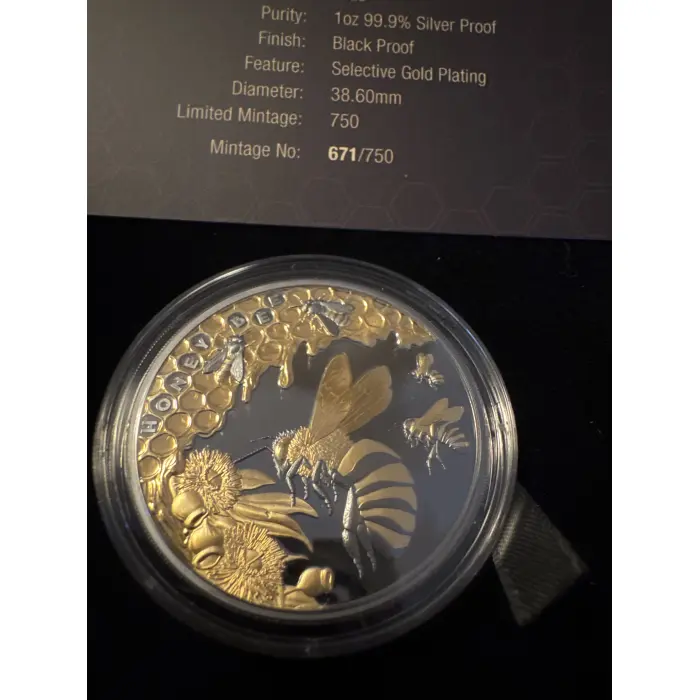  2025 “Honey Bee” 1oz Silver Black Proof Coin # 671