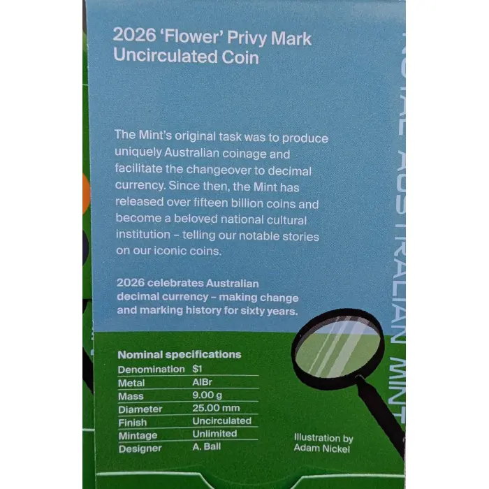 2026 $1 Blue Bell Privy Mark UNC Coin handled w Nitrile Powder Free Glove at RAM