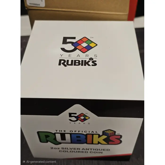 Rubik’s™ Cube 50th Anniversary 2024 2oz Silver Antiqued Coloured Coin