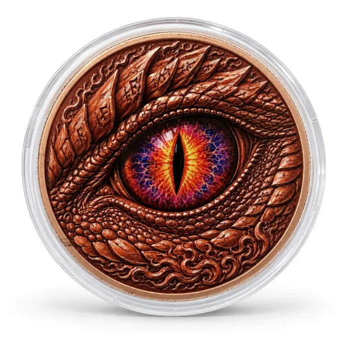 2026 Dragon Eye Tricephalous Dragon Queen 5 Oz .999 Copper Round In Capsule