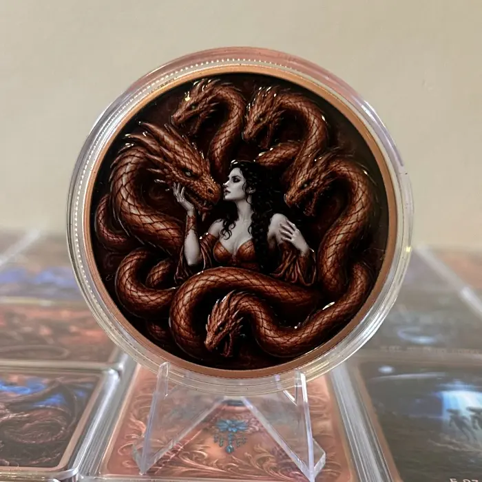 2026 Dragon Eye Tricephalous Dragon Queen 5 Oz .999 Copper Round In Capsule