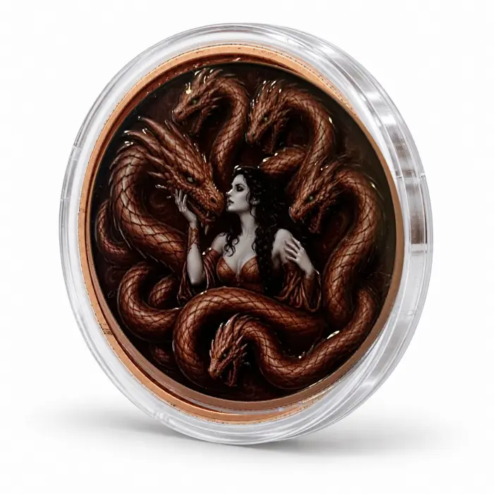 2026 Dragon Eye Tricephalous Dragon Queen 5 Oz .999 Copper Round In Capsule