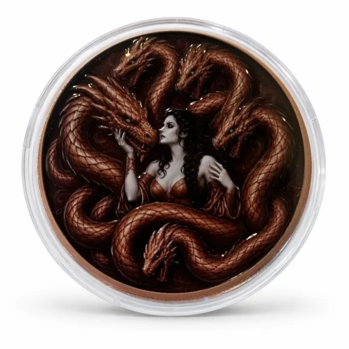 2026 Dragon Eye Tricephalous Dragon Queen 5 Oz .999 Copper Round In Capsule