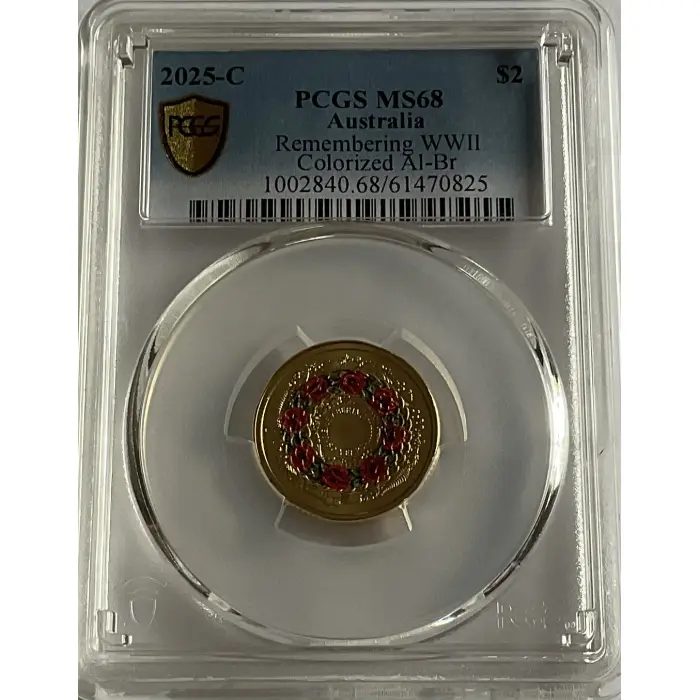 2025-C $2 POPPY WREATH COLOURED COIN - PCGS MS68