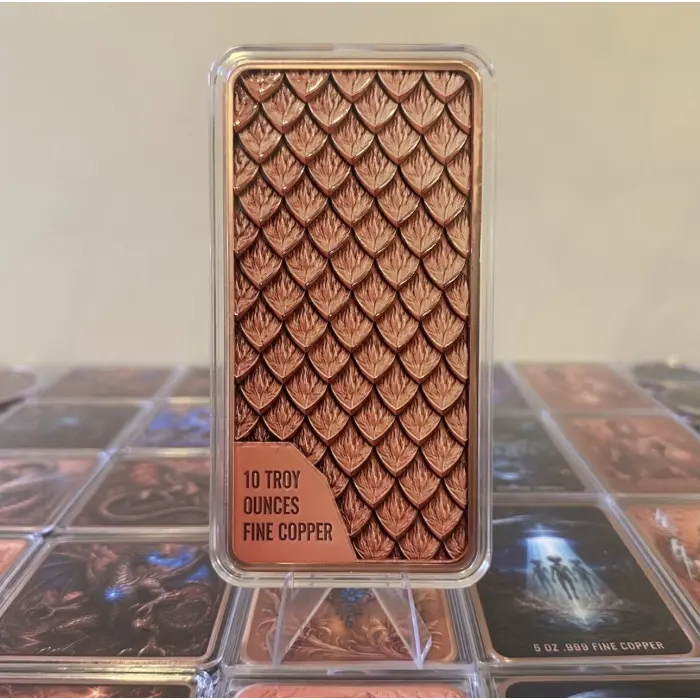 2026 Dragon Fire 10oz .999 Fine Copper Colourised High Relief Art Bar In Capsule