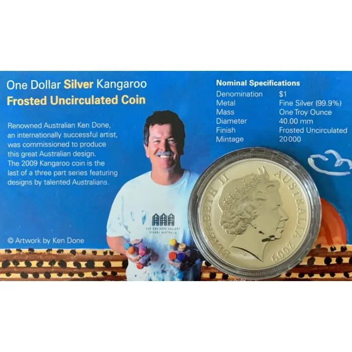 2009 $1 Silver Kangaroo Frosted Uncirculated Coin — Ken Done