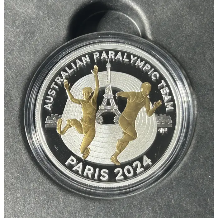 2024 $5 Paralympic Team 1oz Silver Selectively GOLD PLATED Proof RAM COA #0193
