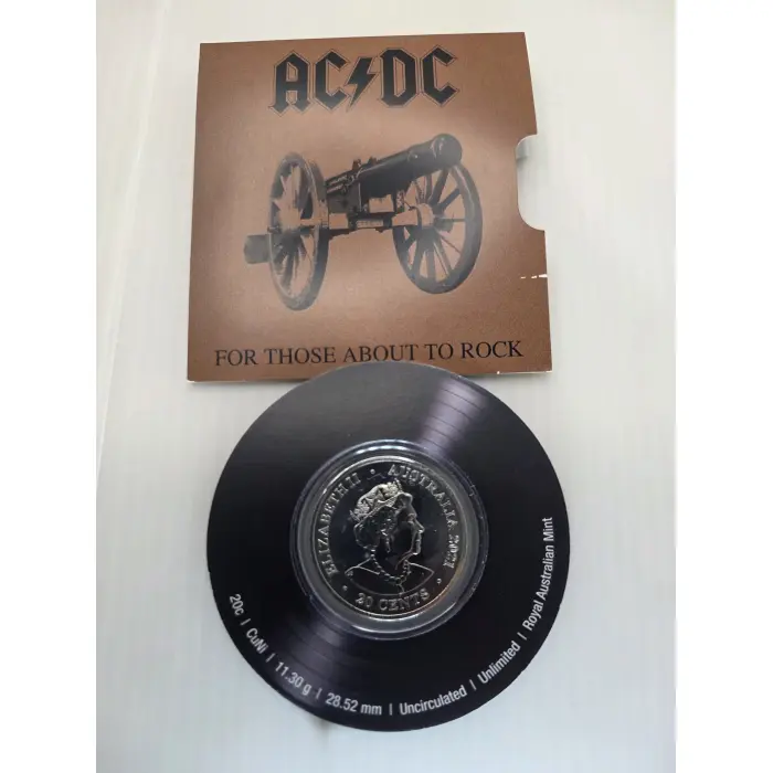 2020-2021 20c Coloured Unc. 7 Coin Boxed Set: "AC/DC - Volume 1."