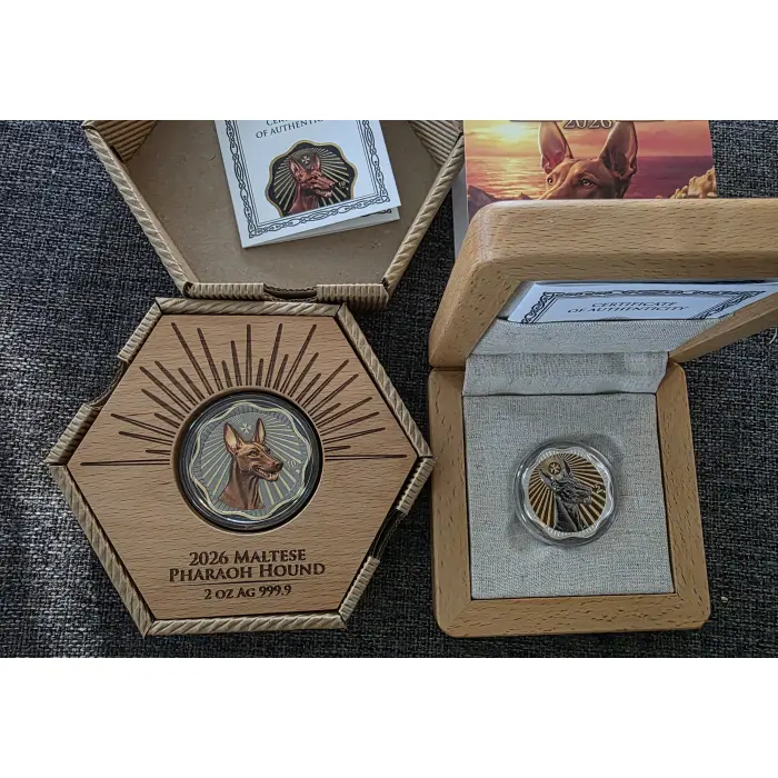 Maltese Pharaoh Hound 2026 1oz & 2 oz Silver Coin Bundle  Garmnia mint 