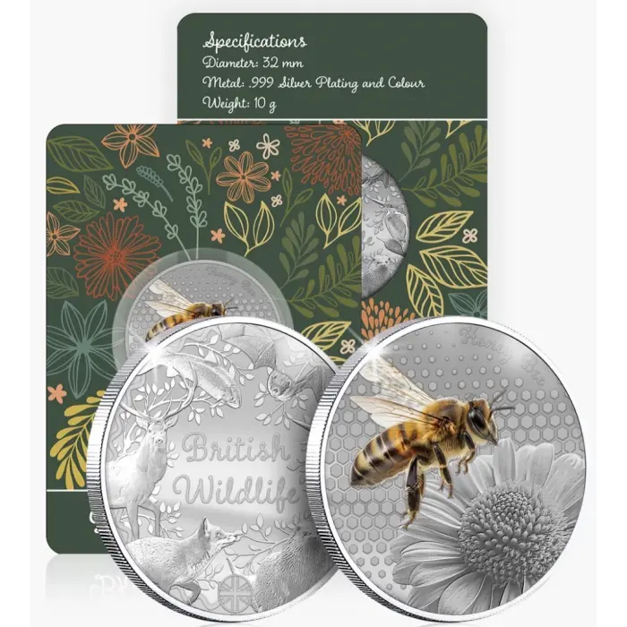 British Wildlife Honey Bee Silver Plated BU Commemorative