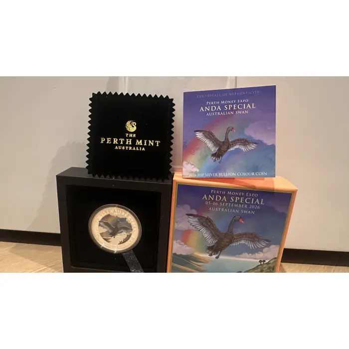 2026 ANDA MONEY EXPO $1 Australian Swan 1oz Silver Proof Coloured