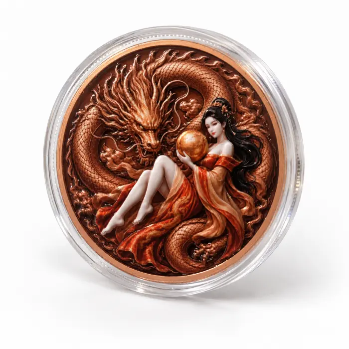 Dragon Eye Series Fantasy Dragon Lady 5 Oz .999 Copper Art Round Capsule