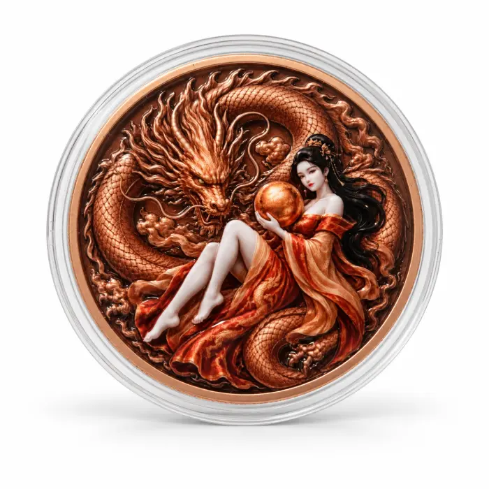 Dragon Eye Series Fantasy Dragon Lady 5 Oz .999 Copper Art Round Capsule