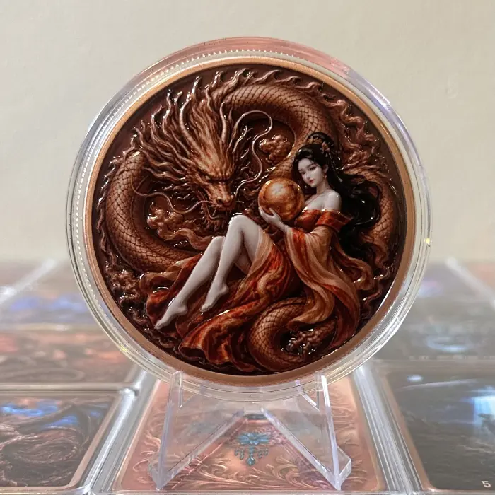 Dragon Eye Series Fantasy Dragon Lady 5 Oz .999 Copper Art Round Capsule