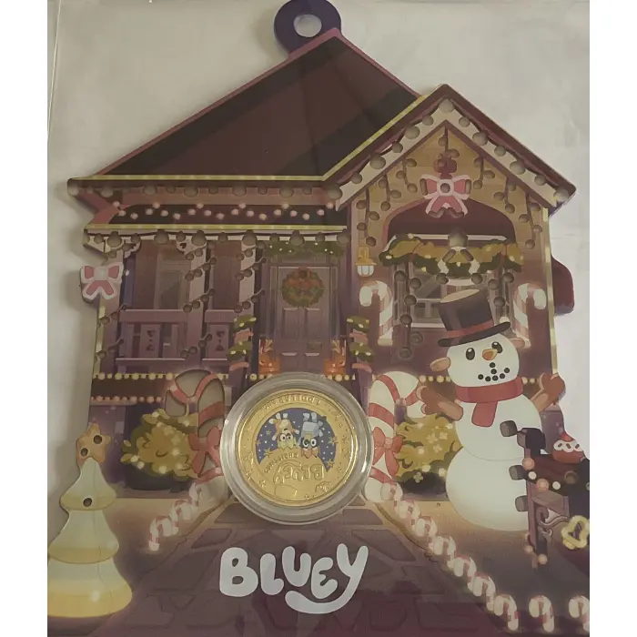 2025 $1 BLUEY CHRISTMAS - COLOURED UNC CARDED COIN