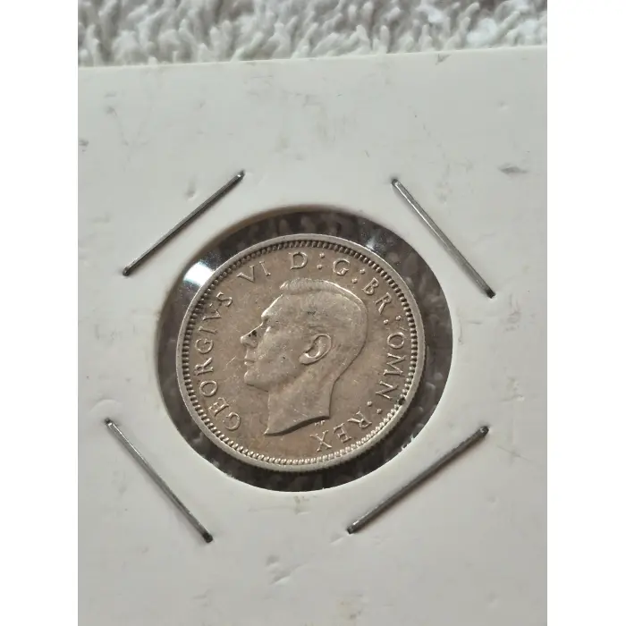 1937 King George VI British Silver Sixpence Coin