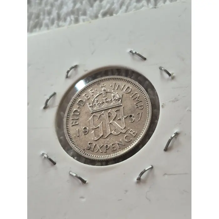 1937 King George VI British Silver Sixpence Coin