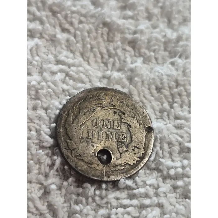 1876 Seated Liberty Silver Dime - Holed (US Centennial Year)