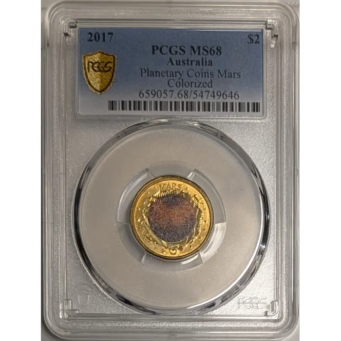 2017 $2 Mars Planetary Coin Colorized MS68 #54749646