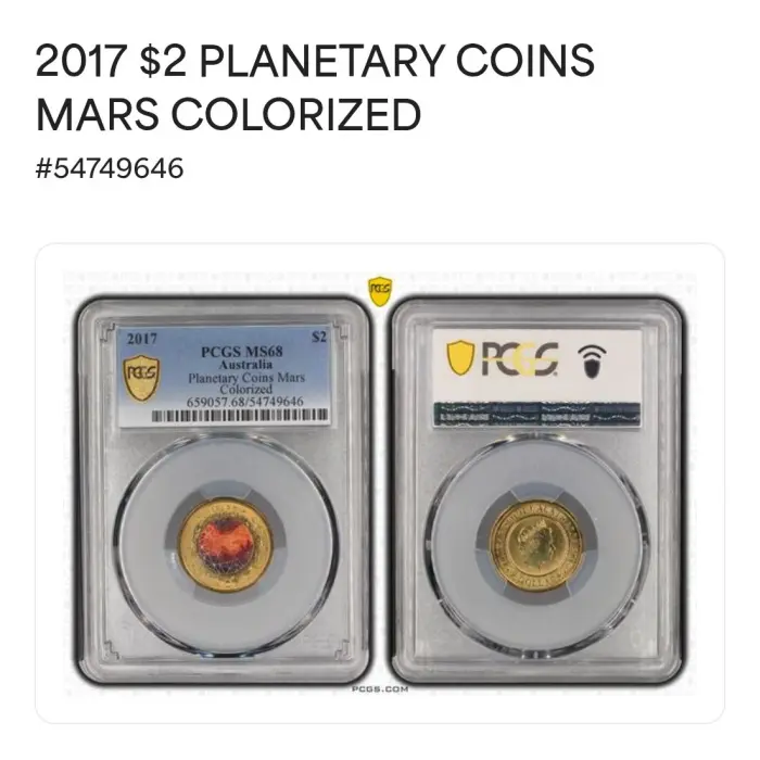 2017 $2 Mars Planetary Coin Colorized MS68 #54749646